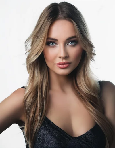 Portrait Of A Beautiful Blonde Woman With Blue Eyes