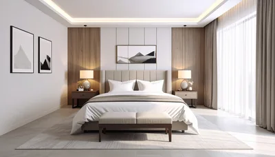 Modern Minimalist Bedroom Interior With Neutral Tones