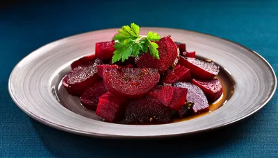 Roasted Beet Salad With Fresh Parsley Garnish