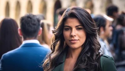 Portrait Of A Confident Young Woman In A Crowd