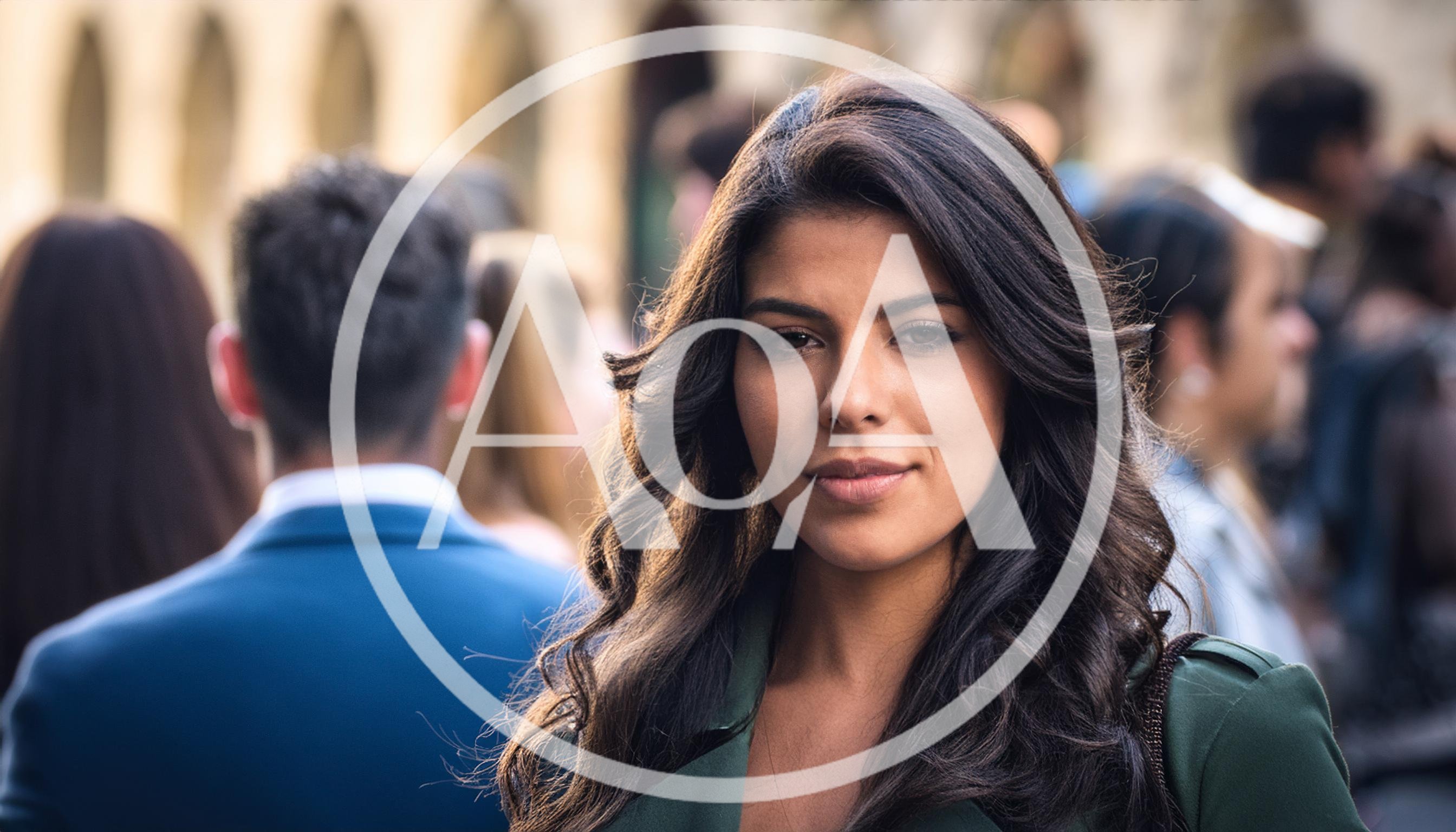 Portrait Of A Confident Young Woman In A Crowd