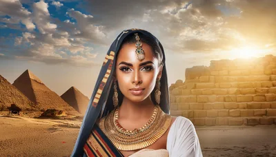 Portrait Of A Beautiful Egyptian Queen In Traditional Attire