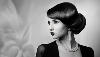 Elegant Woman With Vintage Hairstyle And Jewelry