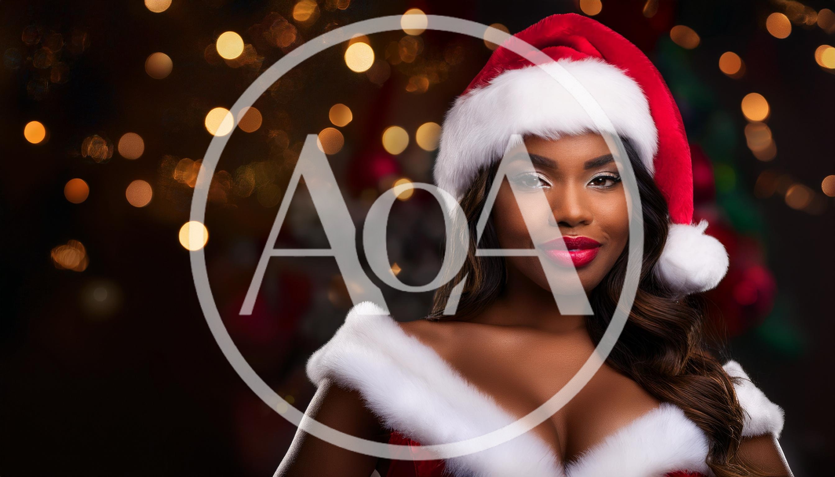 Beautiful Woman Wearing Santa Hat And Costume