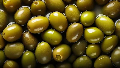 Top Down View Of Fresh Green Olives