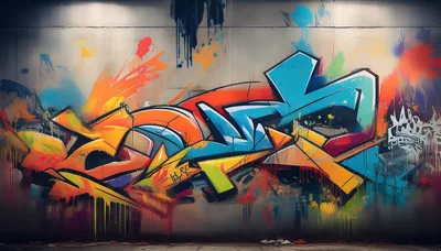Vibrant Abstract Graffiti Mural On Urban Concrete Wall