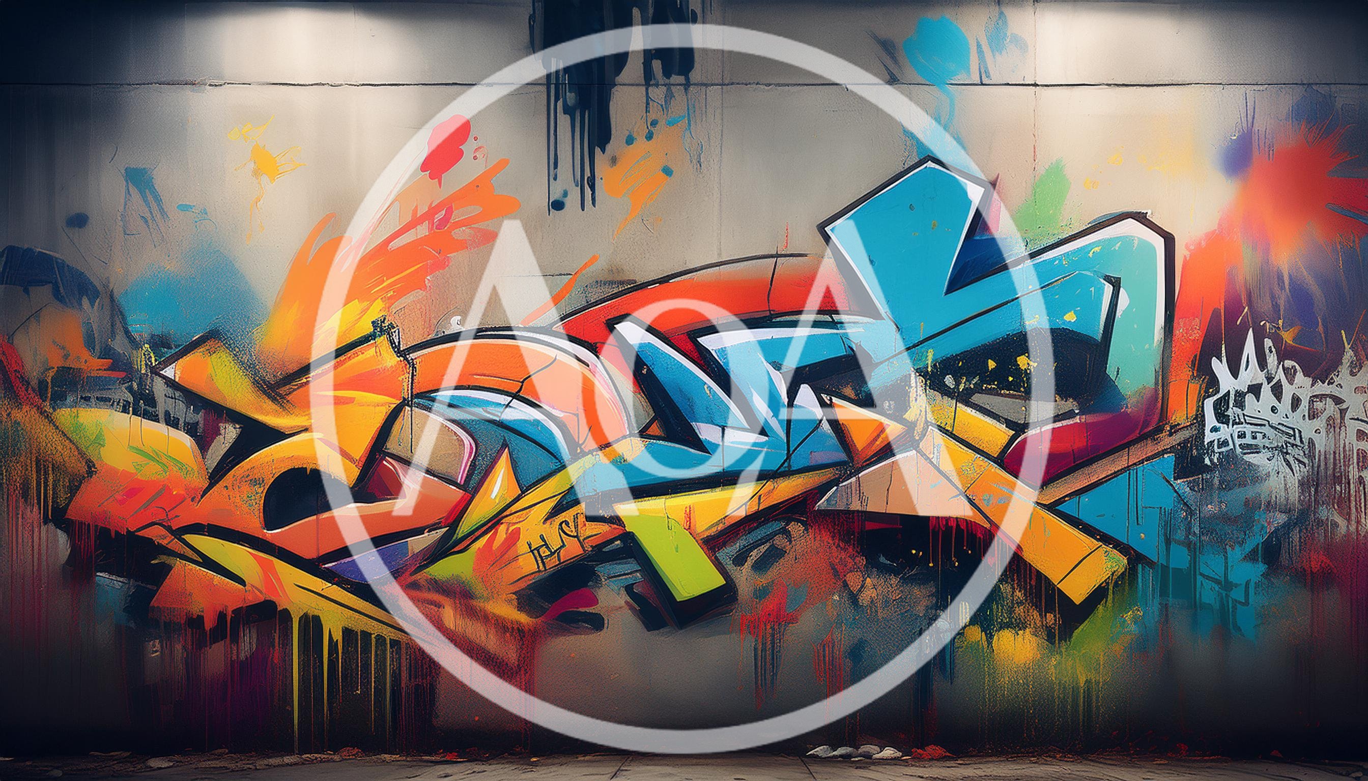 Vibrant Abstract Graffiti Mural On Urban Concrete Wall