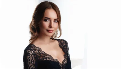 Portrait Of A Beautiful Woman In Black Lace Dress