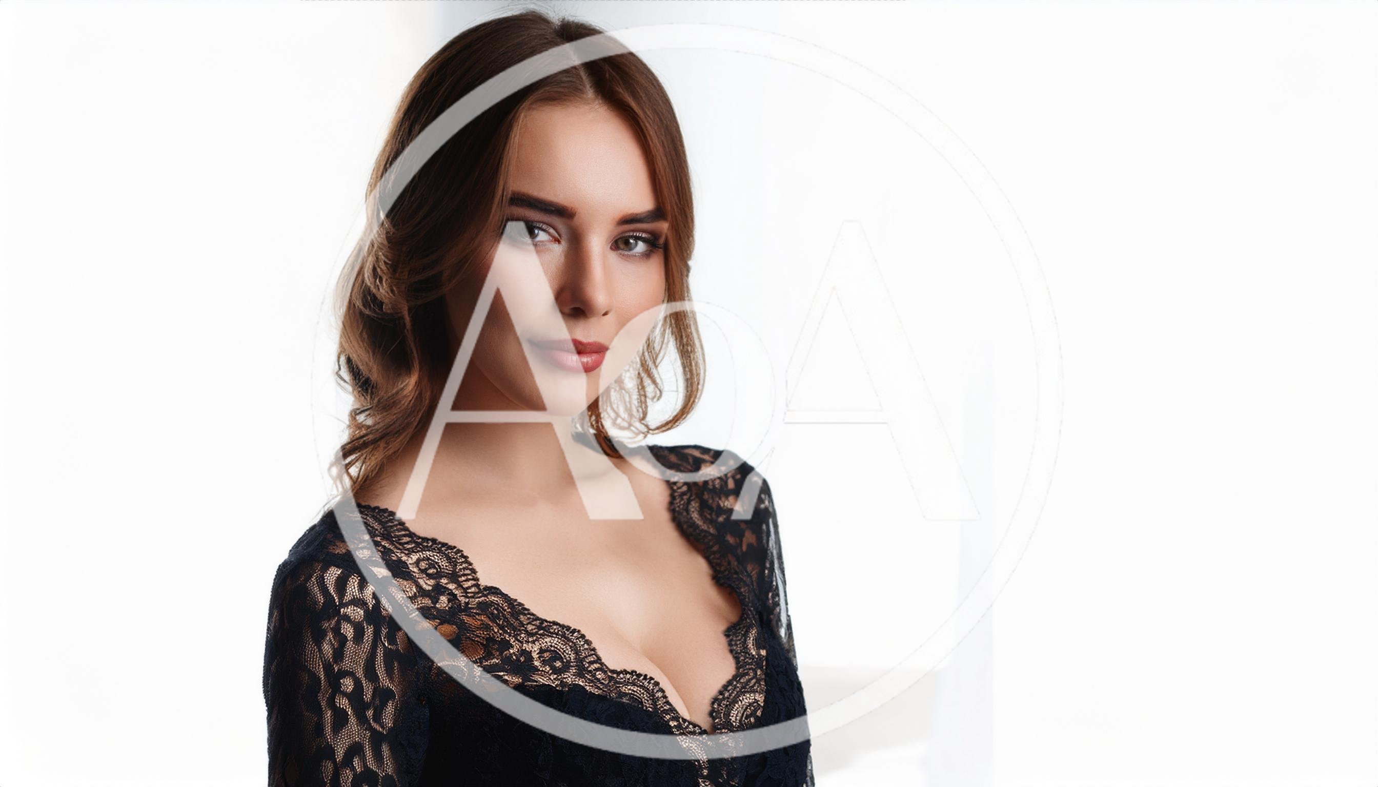 Portrait Of A Beautiful Woman In Black Lace Dress