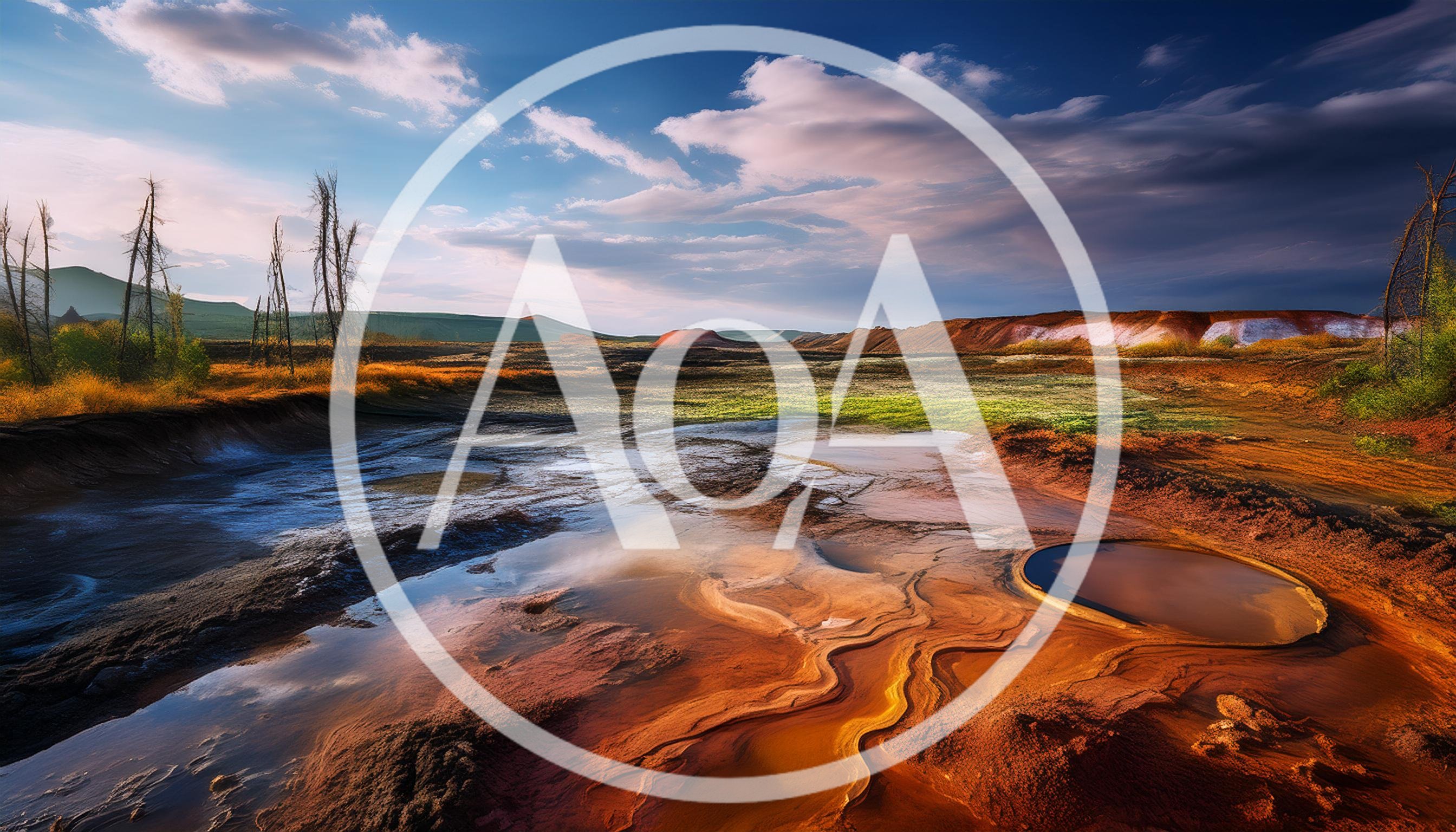 Surreal Landscape With Mineral Pools And Barren Trees