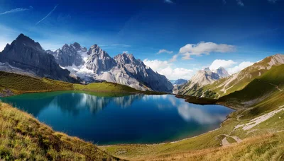 Panoramic View Of Seebensee Lake In The Austrian Alps