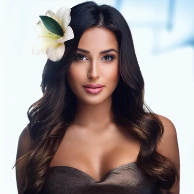 Portrait Of A Beautiful Woman With A Flower