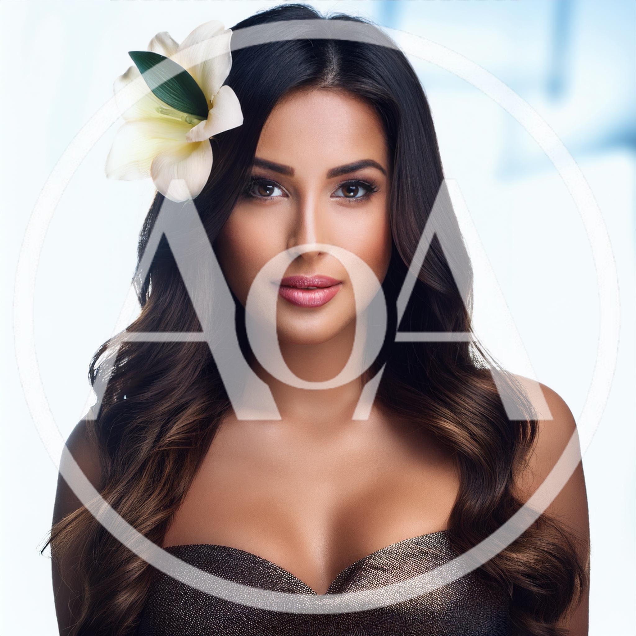 Portrait Of A Beautiful Woman With A Flower