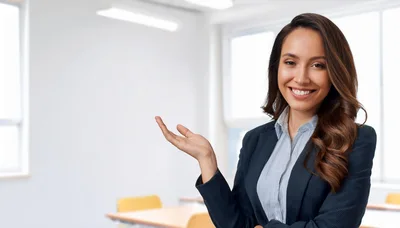 Professional Businesswoman Presenting In A Bright Modern Office