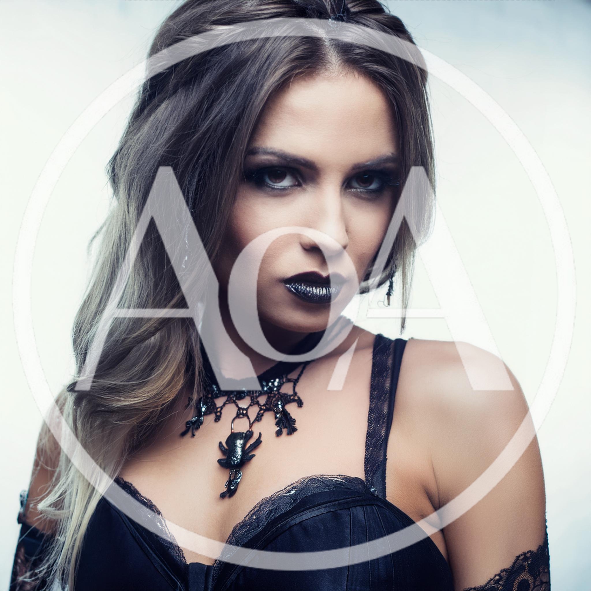 Gothic Woman With Dark Makeup And Spider Necklace