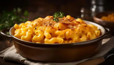 Baked Macaroni and Cheese in Ceramic Dish