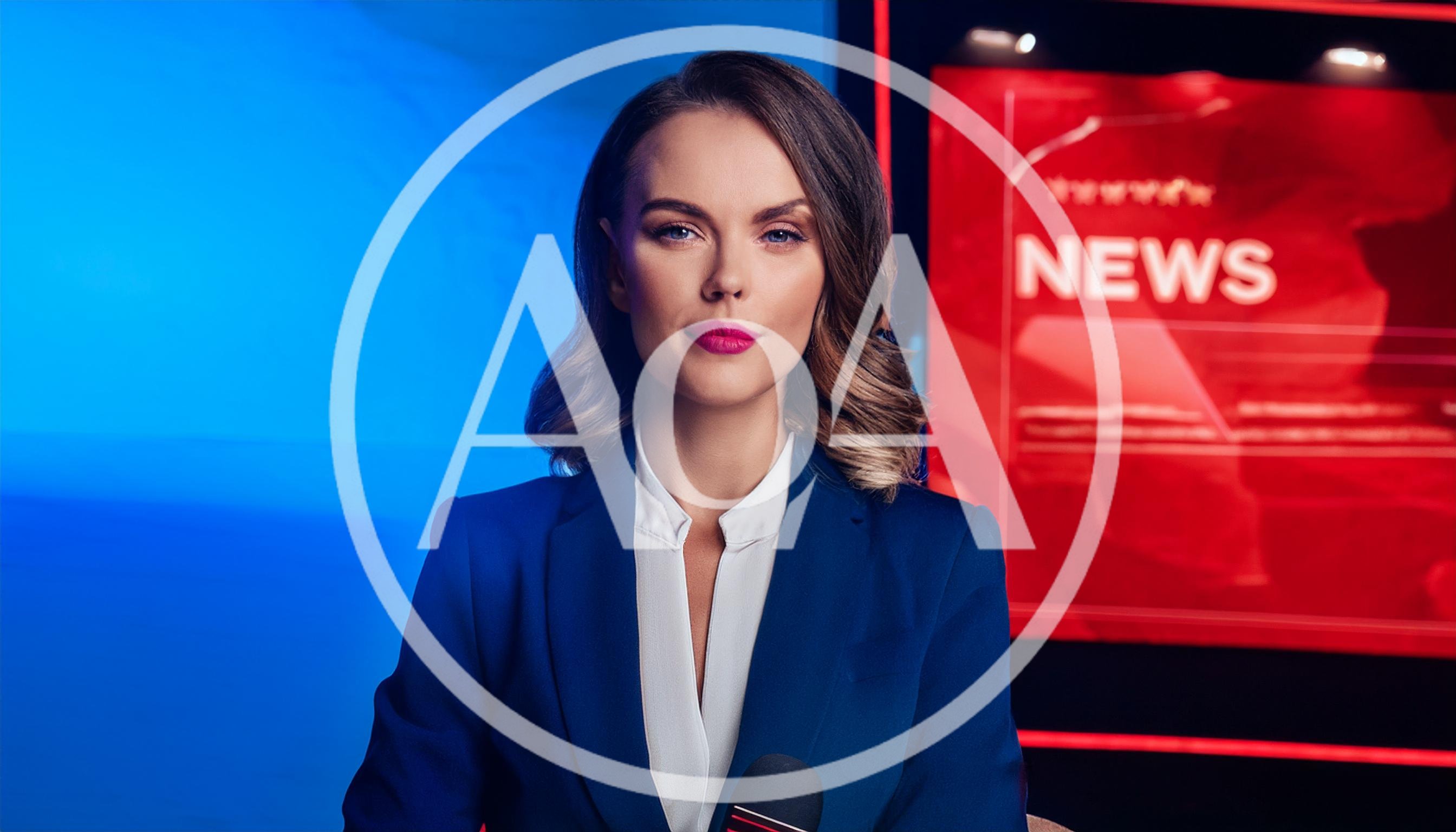 Professional Female News Anchor Presenting In Studio