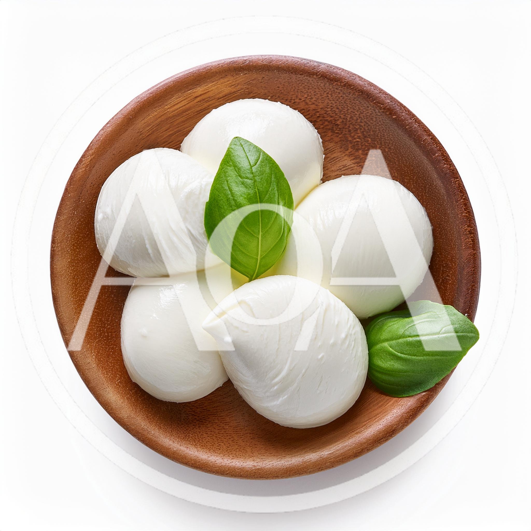 Fresh Mozzarella Cheese Balls With Basil Leaves