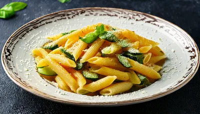 Penne Pasta With Zucchini And Parmesan Cheese