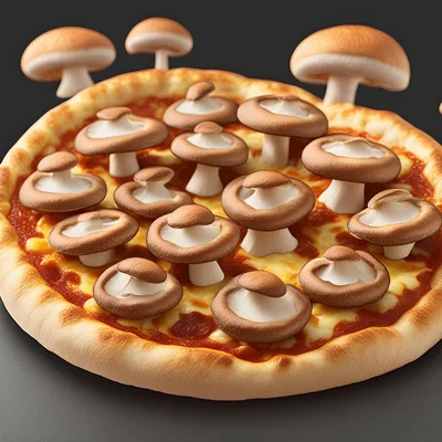 Whole Mushrooms Topped On A Fresh Pizza