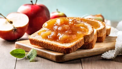 Apple Jam Spread On Toasted Bread Slices