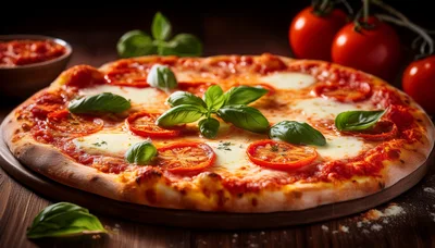 Fresh Margherita Pizza With Basil And Tomatoes