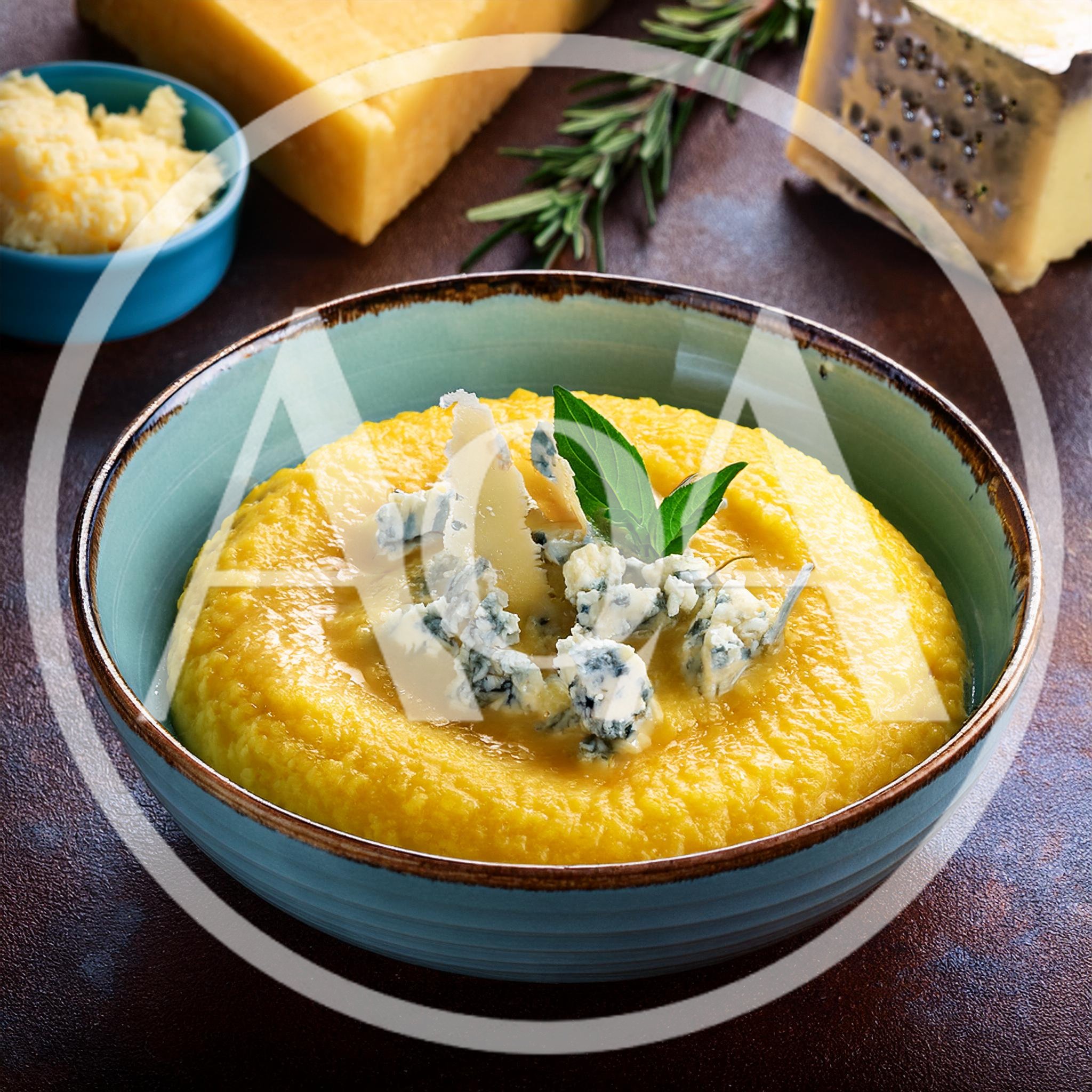 Creamy Polenta Bowl Topped With Blue Cheese