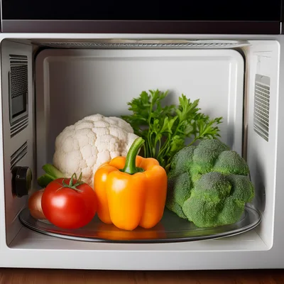 Fresh Vegetables Arranged Inside A Microwave Oven