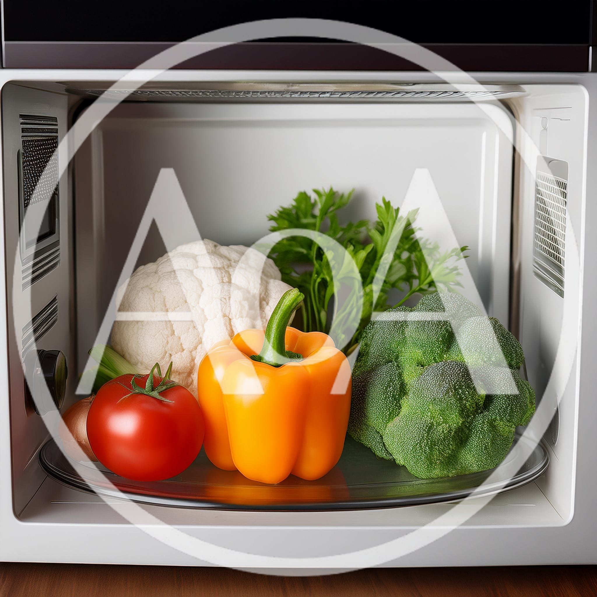 Fresh Vegetables Arranged Inside A Microwave Oven