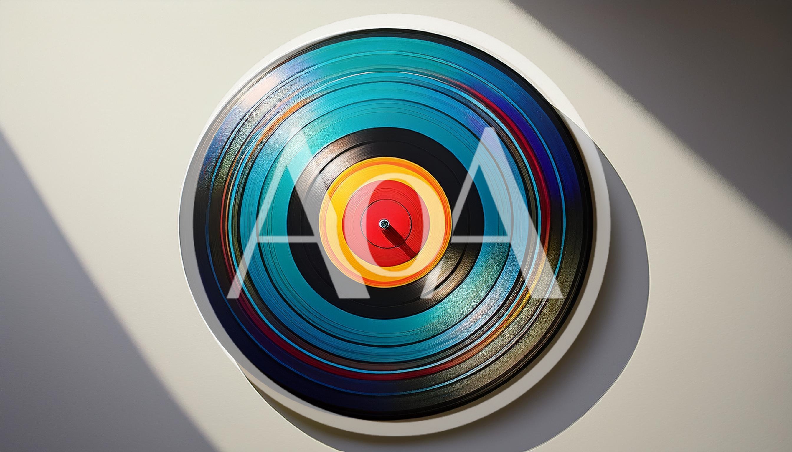 Colorful Vinyl Record Spinning On A Turntable
