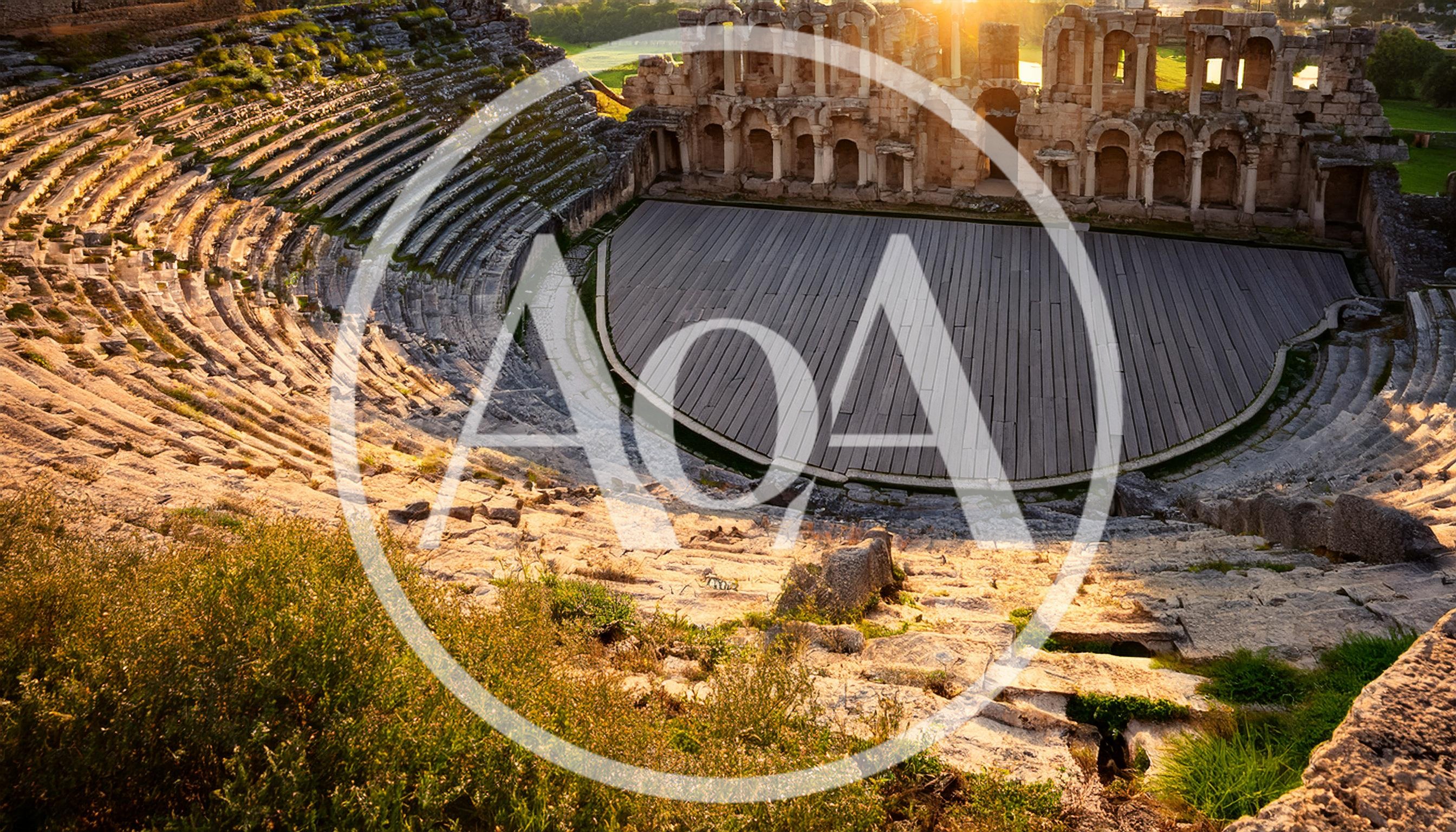 Ancient Roman Theater Ruins At Sunset In Hierapolis