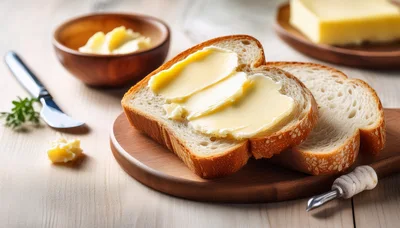 Fresh Slices Of Bread With Creamy Butter