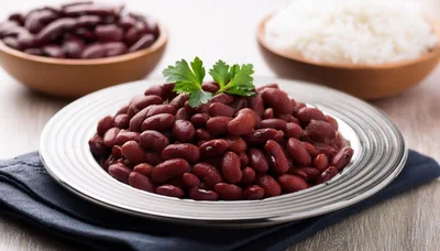 Plate Of Cooked Red Kidney Beans With Rice