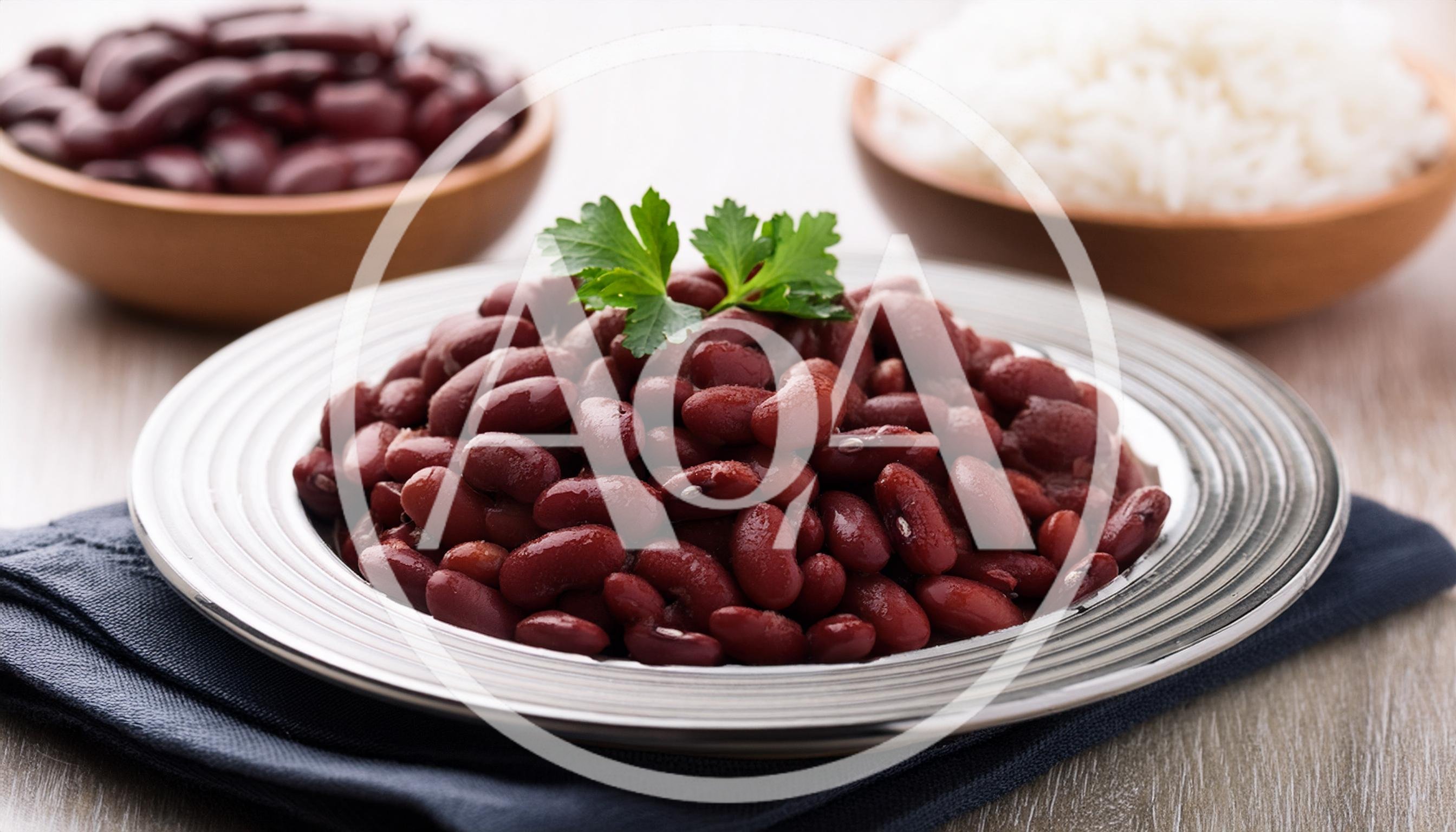 Plate Of Cooked Red Kidney Beans With Rice