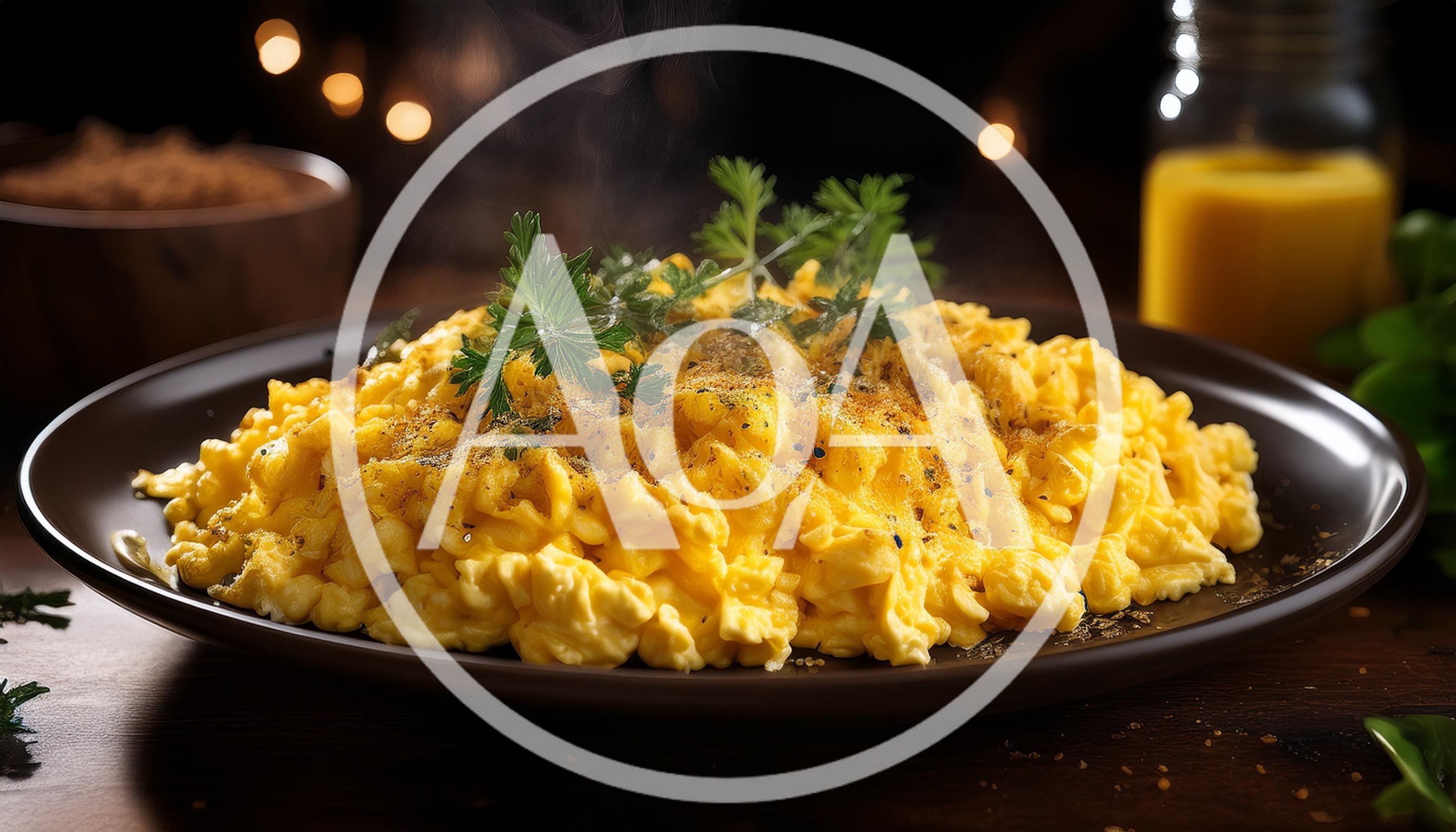 Steaming Plate Of Freshly Cooked Scrambled Eggs