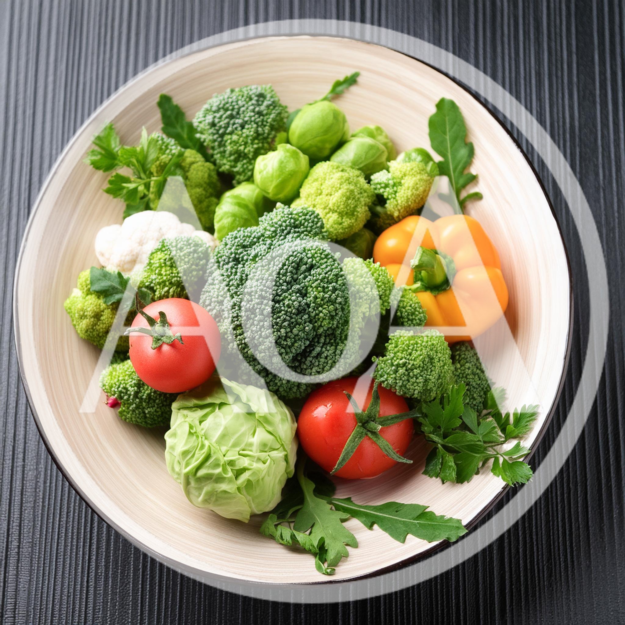 Fresh Assorted Vegetables In A Ceramic Bowl