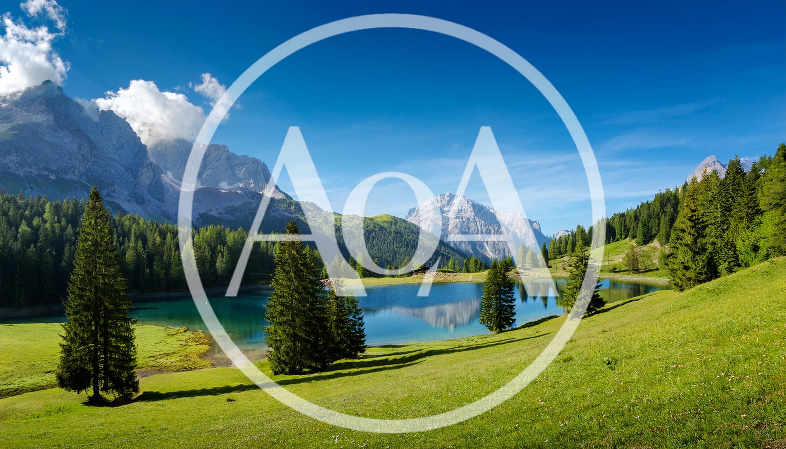 Scenic Alpine Lake Landscape With Mountain Peaks