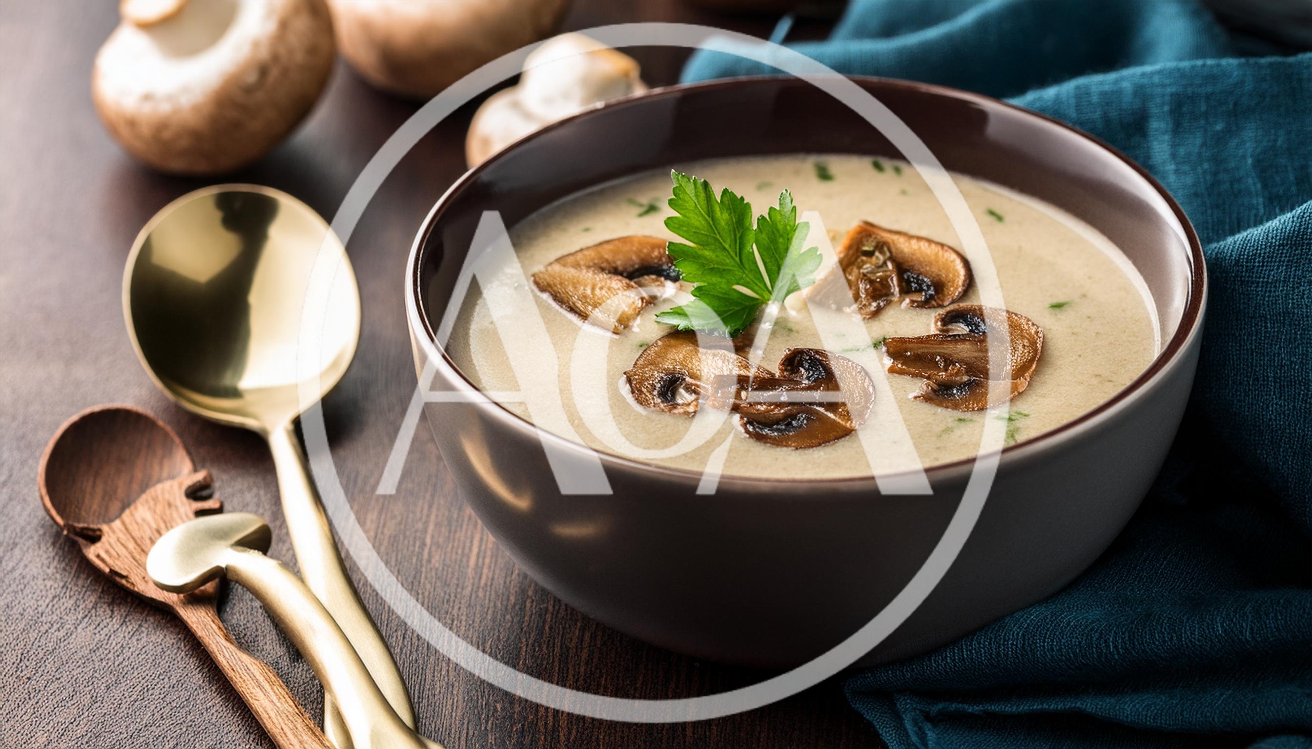 Creamy Mushroom Soup In A Bowl