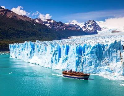 Tour Boat Sailing Past Perito Moreno Glacier