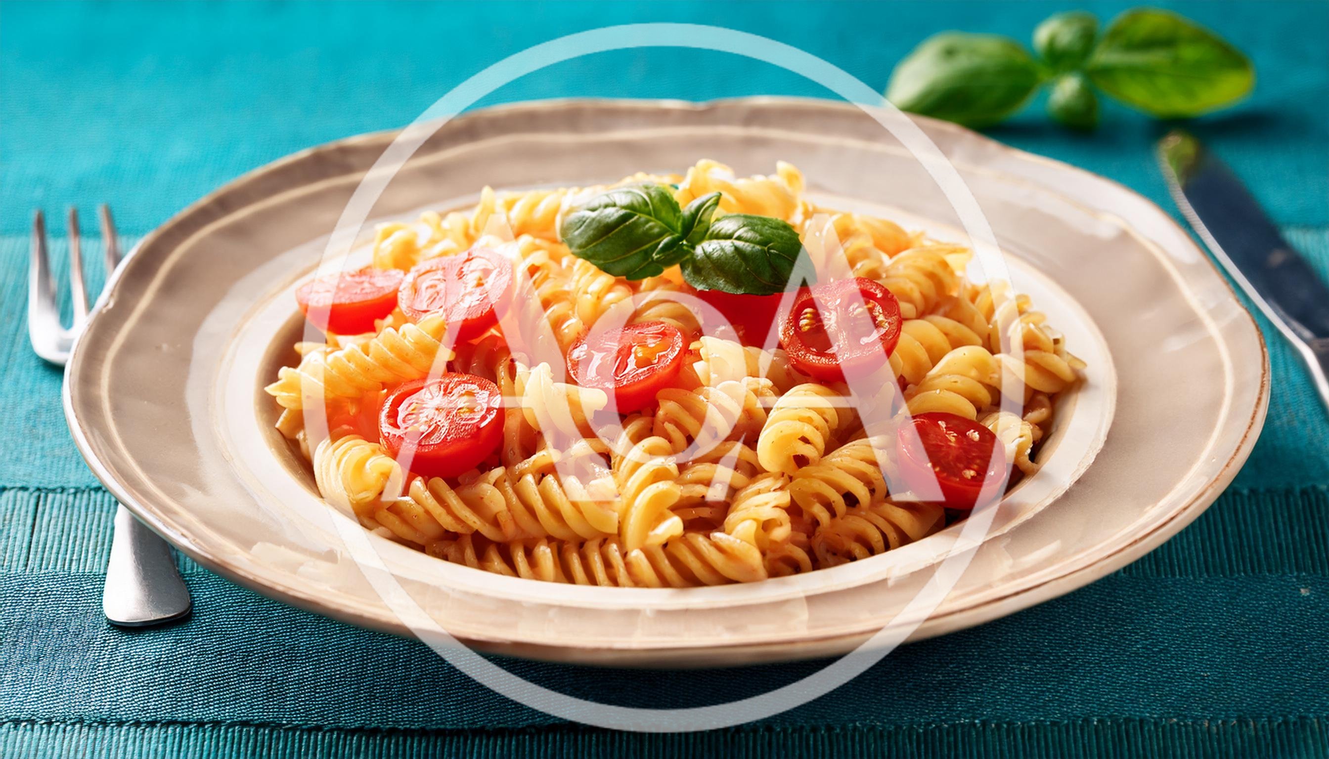 Fusilli Pasta With Cherry Tomatoes And Basil