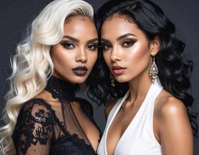 Two Glamorous Women With Contrasting Hair Colors