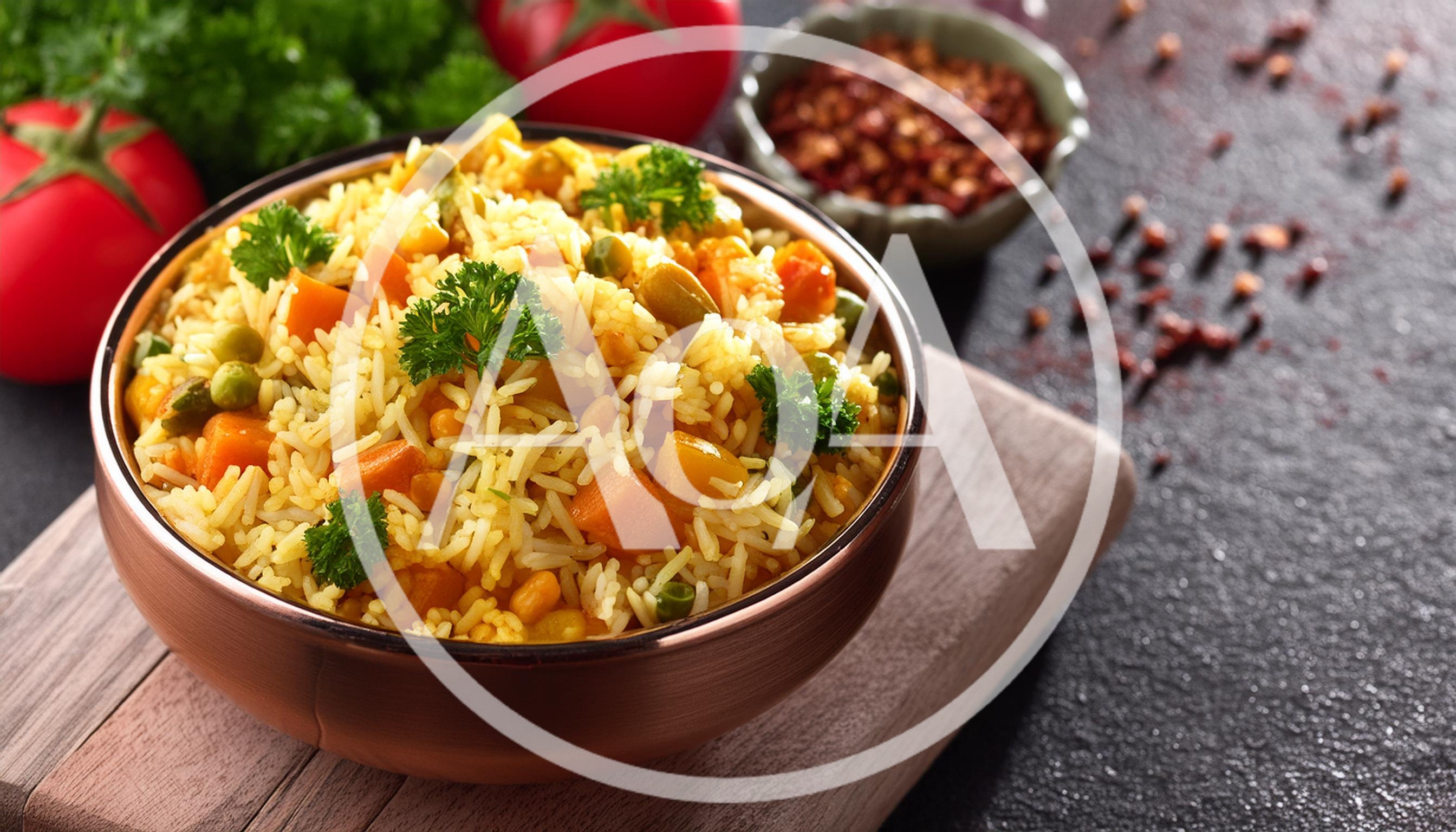 Bowl Of Vegetable Biryani With Fresh Herbs