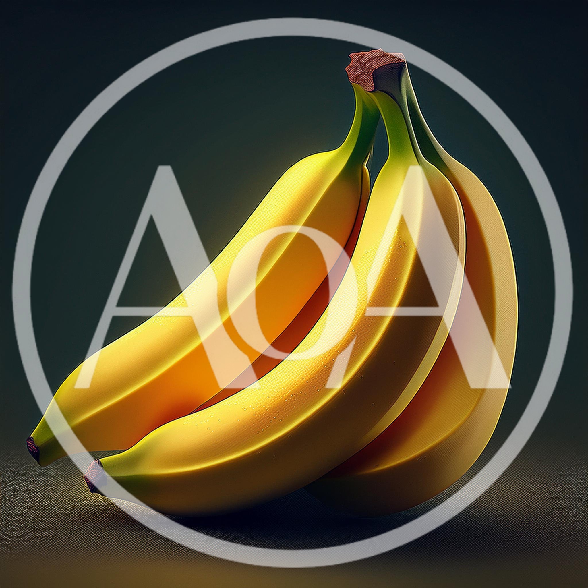 Three Fresh Yellow Bananas Against Dark Background