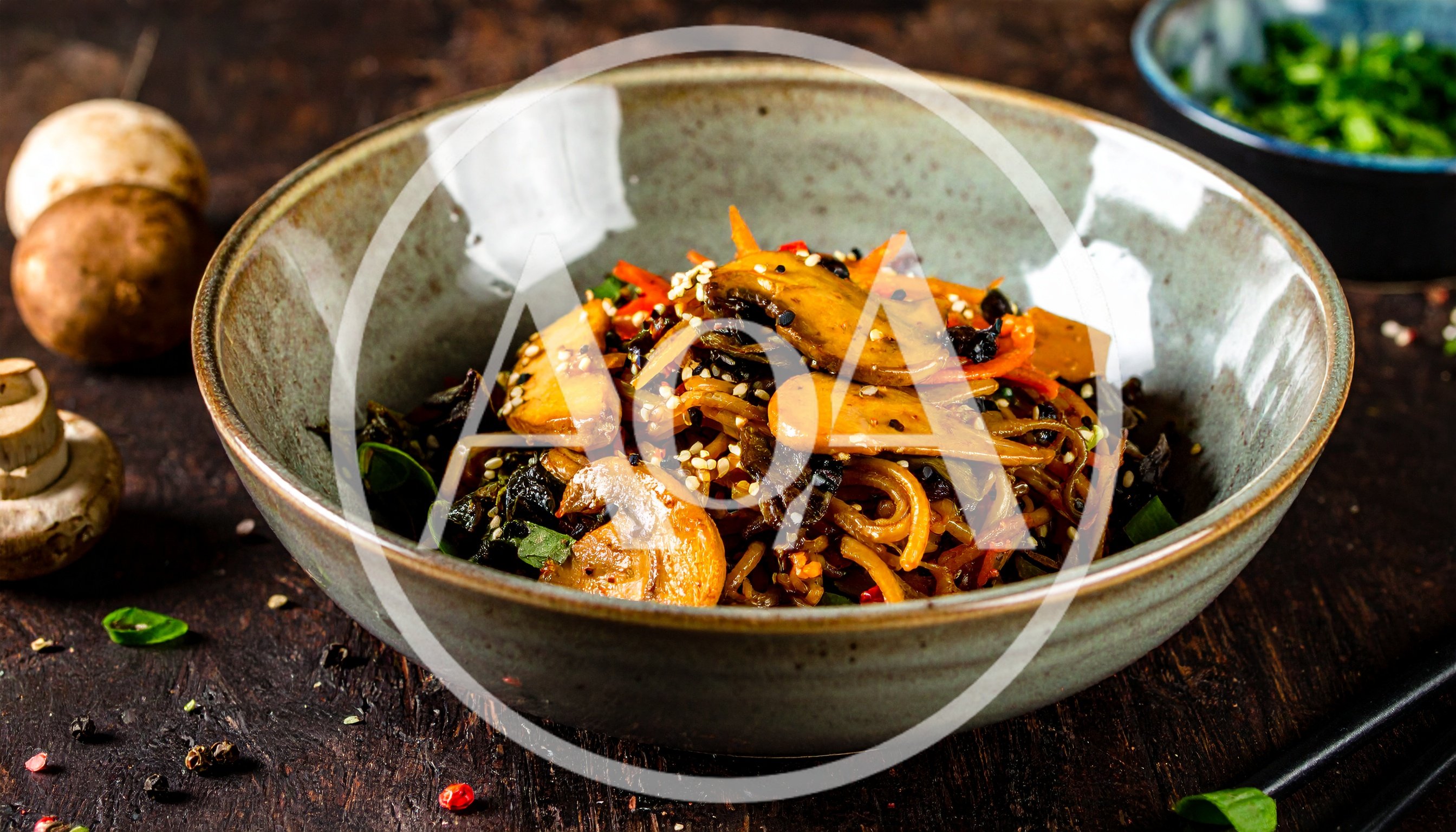 Stir Fried Noodles With Mushrooms And Vegetables