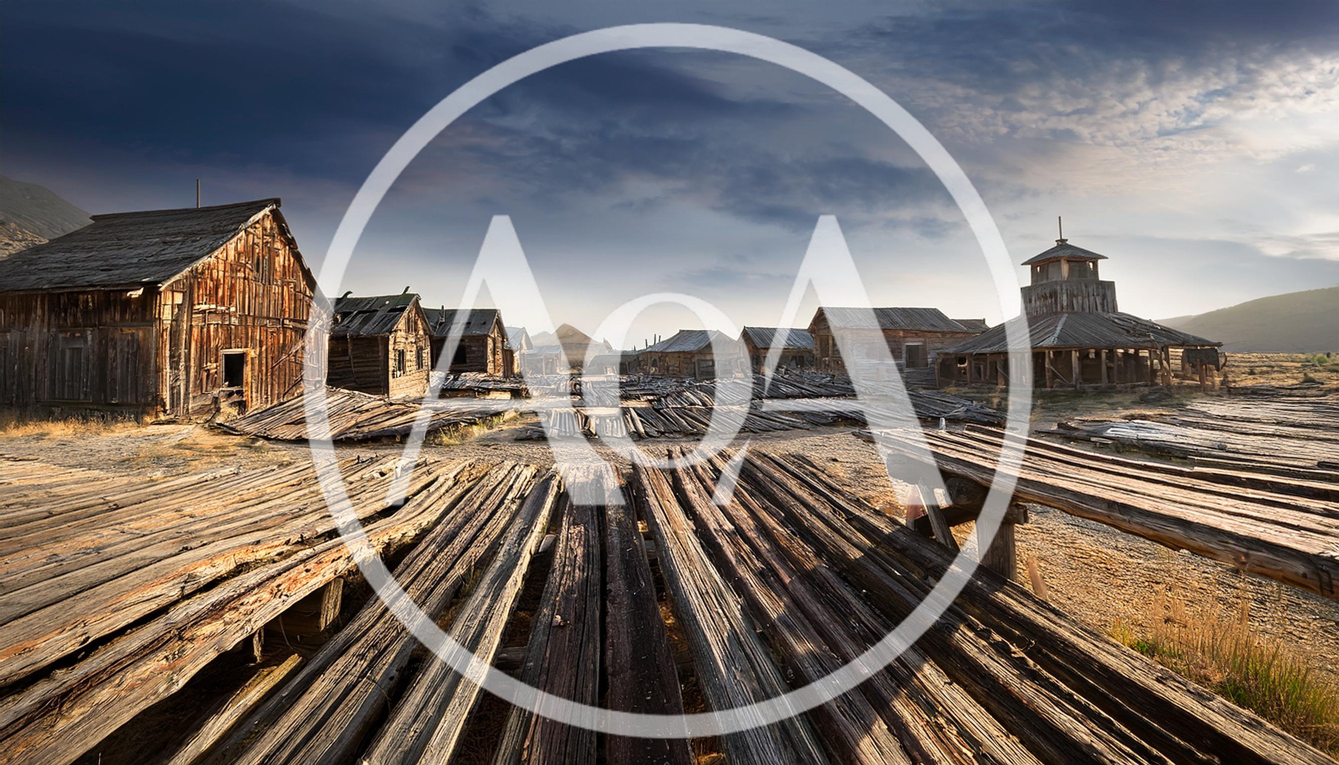 Abandoned Wooden Structures In A Desert Ghost Town