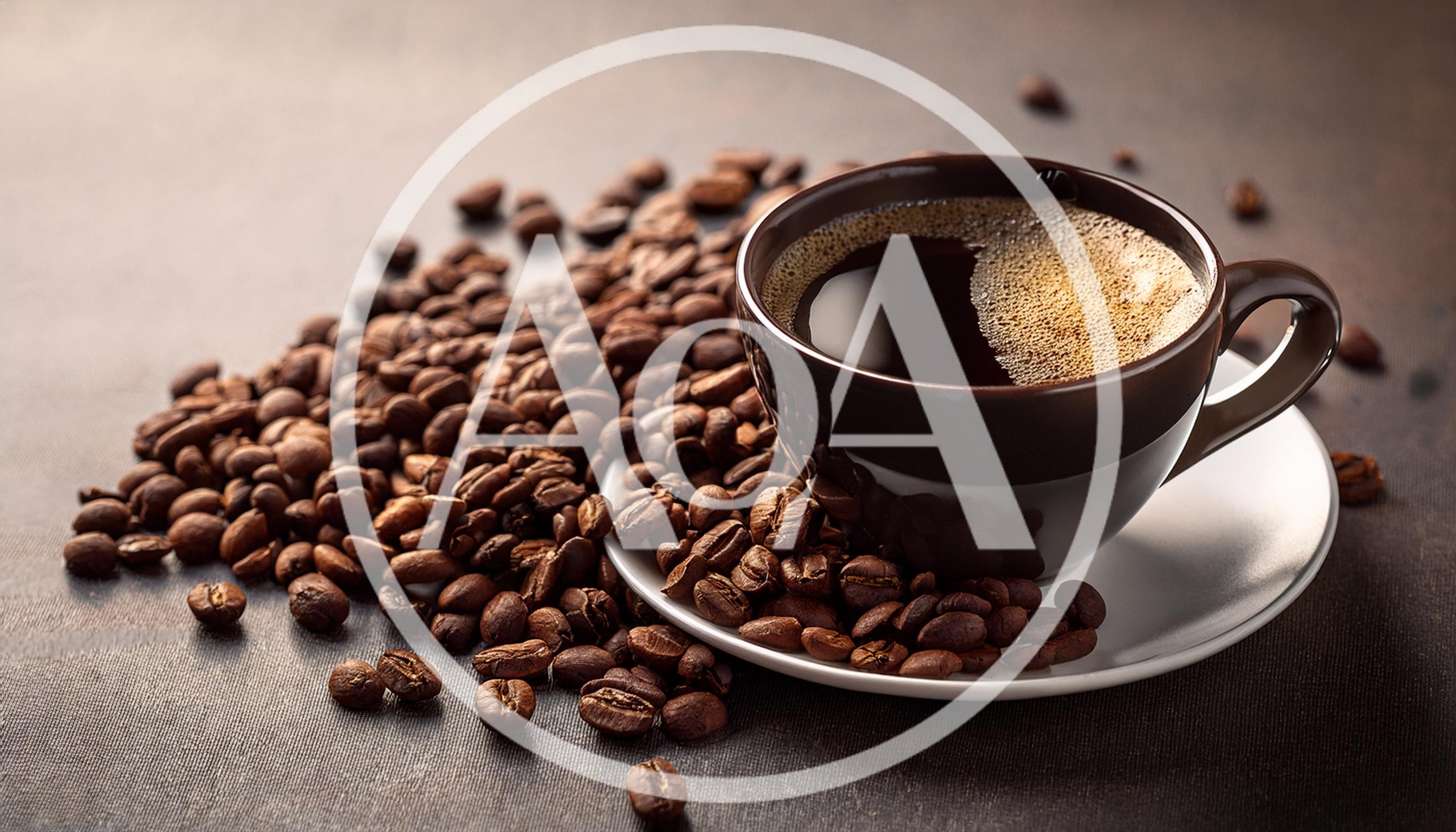 Cup Of Black Coffee With Roasted Coffee Beans