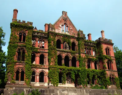 Abandoned Gothic Revival Mansion Overgrown With Ivy