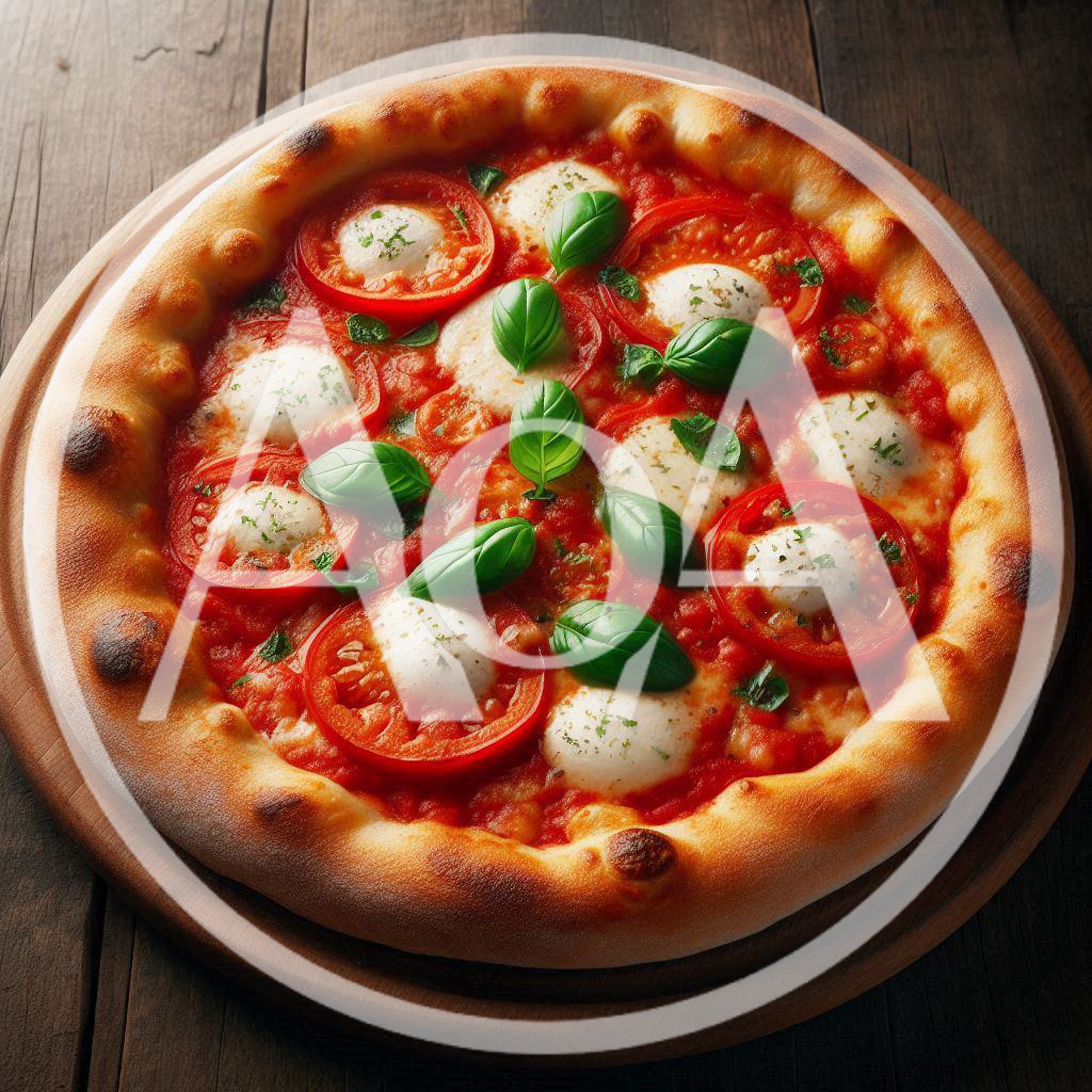Fresh Margherita Pizza On A Wooden Serving Board