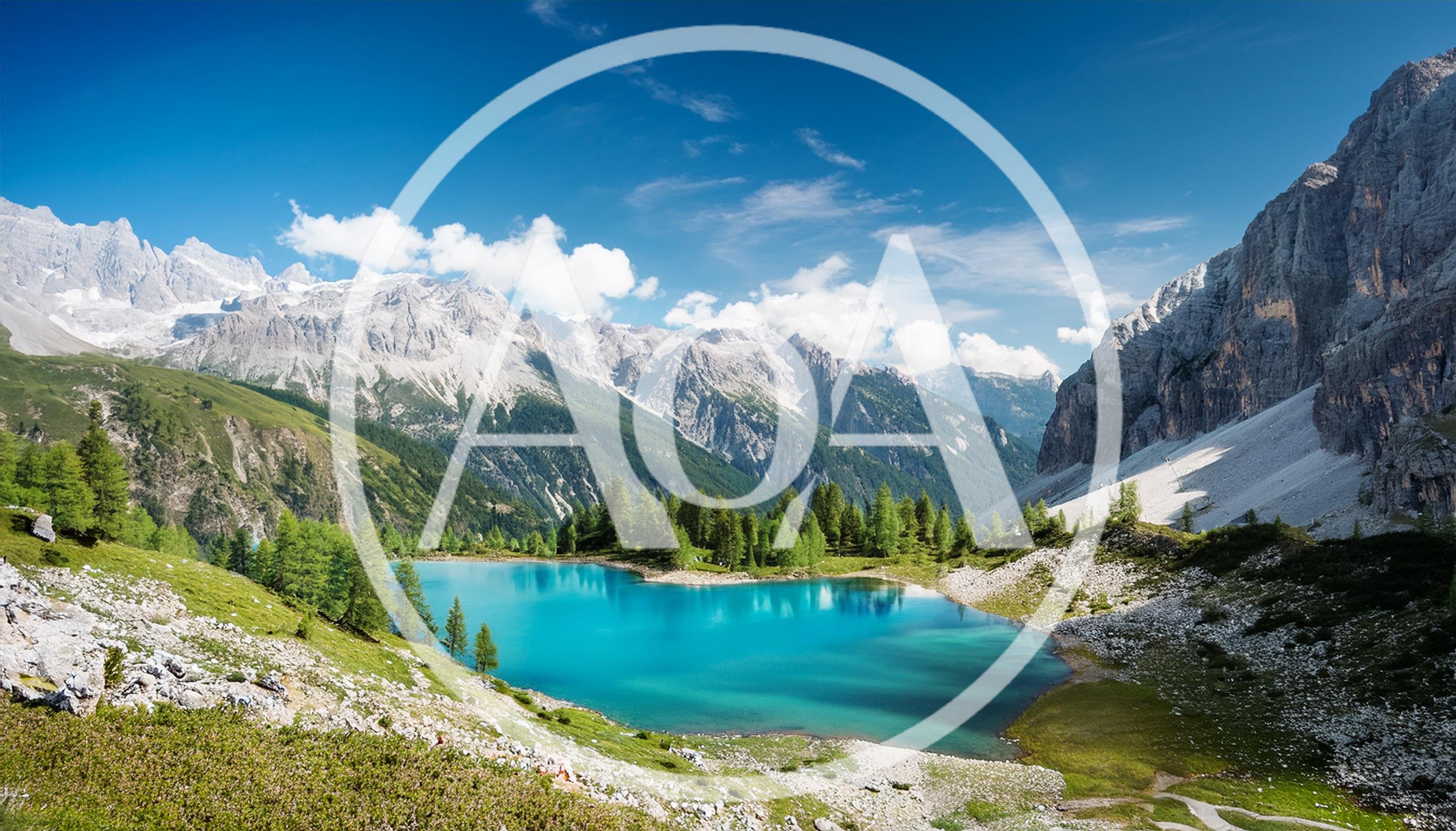 Turquoise Alpine Lake Surrounded By Dolomite Mountains