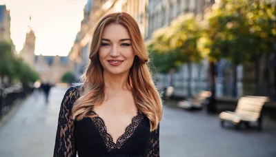 Portrait Of A Beautiful Woman In A Lace Dress